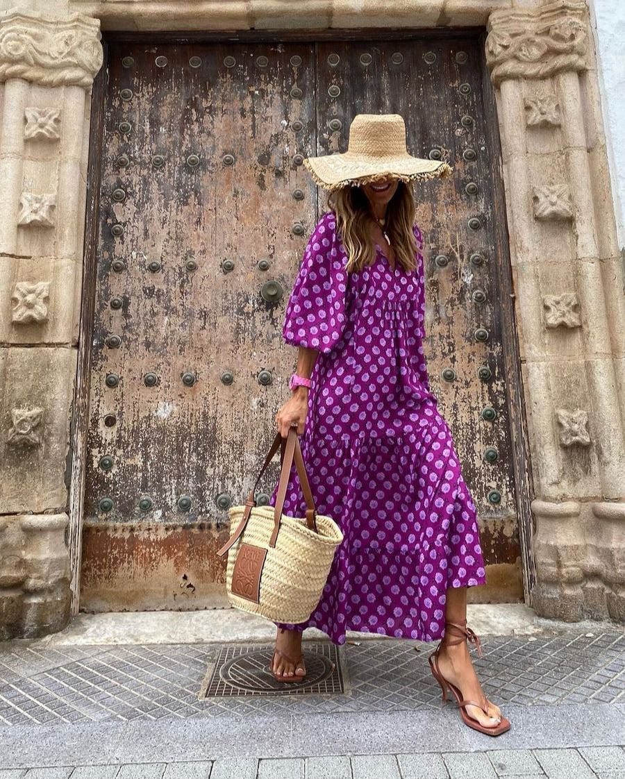 Elin™ | Boheme Bomuld Maxi Kjole